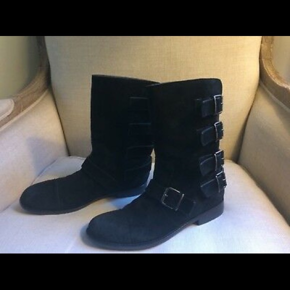 Giuseppe Zanotti Shoes - Giuseppe Zanotti Black Moto Boots Buckles Cobain